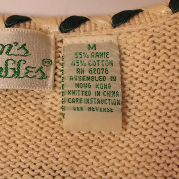 Cotton Knit Short Sleeve Scoop Neck Top Ribbon & Pearl Floral Embroidered sz M - Picture 9 of 11